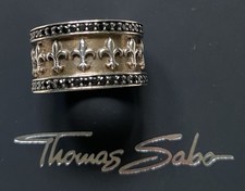 Thomas Sabo Ring Größe 59, Bourbonische Lilie und schwarze Zirkonia