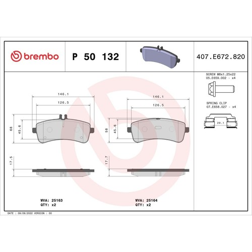 Bremsbelagsatz brembo 132 - bremsbelagsatz,