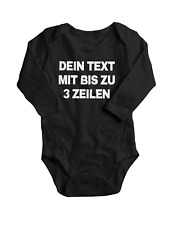 Unisex Langarm Baby Strampler bedrucken mit Wunschtext personalisiertes Geschenk