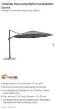 Ampelschirm Schneider Rhodos - Anthrazit; 3m, Rund