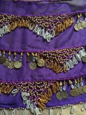 Bauchtanz Hüfttuch lila mit