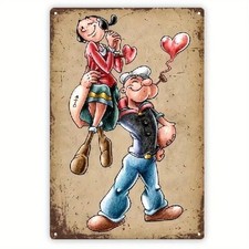 Blechschild Popeye mit Olive Oyl Olivia Retro Nostalgie Vintage TEL1829