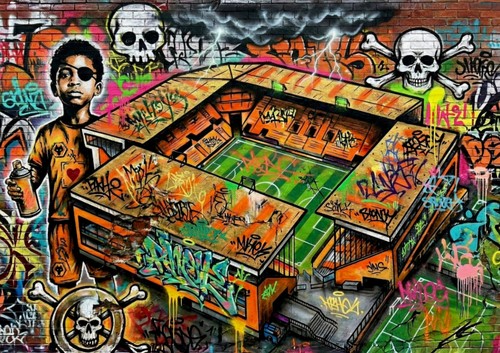 Graffiti fußballstadion - graffiti, –