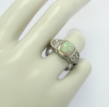 ♦♦ Ring in 18 kt 18k 750 er Weiß Gold mit Vollopal Opal Brillanten Massiv Gr. 55