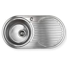 Edelstahl Spüle links Rundspüle Einbauspüle Rundbecken Küchenspüle oval rund