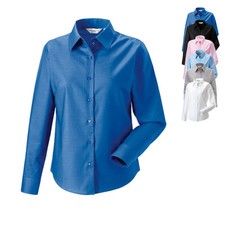 Russell Collection Damen Bluse Oxford langarm XS S M L XL XXL 3XL 4XL 5XL 6XL
