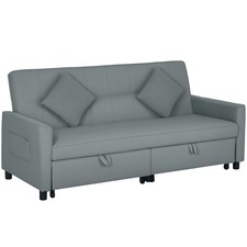 Sofabett, 3-Sitzer-Couch, Schlafsofa mit ausziehbarem Bett, Grau