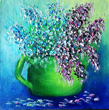 Lilac oil painting abstract - lilac,