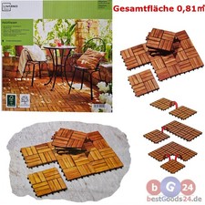 Holz Steckfliesen Akazienholz 30×30 cm Klickfliesen – Balkon & Terrasse 0,81 m²