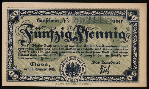 Notgeld cleve 1918 50 - notgeld,