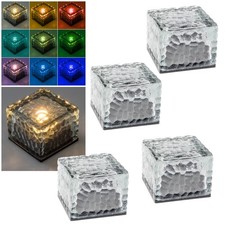 4er Set Solar LED Glas-Stein