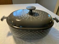 le Creuset Bräter Gusseisen oval grau Fuschsuppenmuster Vintage 29 cm