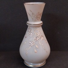 Kleine Jugendstil Glas Vase Böhmen florale Emaillebemalung