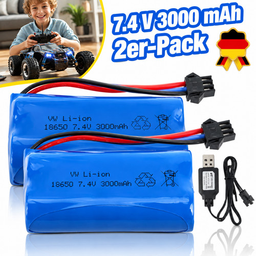 2er pack 3000mah - pack, 7.4v