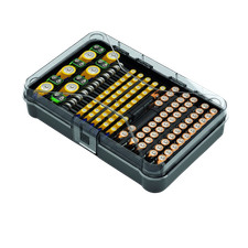 Kreher® Batteriebox für 115 Batterien - Aufbewahrungsbox, transparent mit Deckel