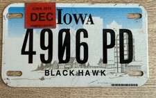 Nummernschild USA Kennzeichen  IOWA MOTORRAD BIKER MotorCycle Black Hawk SCHWARZ