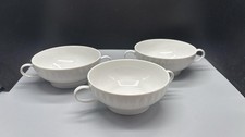 THOMAS Porzellan  3 Suppentassen  Lanzette weiß mit Platinstreifen Neuwertig