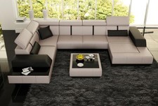 Ledersofa + USB Wohnlandschaft