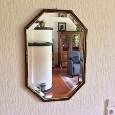 Wandspiegel Landhaus Achteckig gold antik Spiegel Wohnraumspiegel  64 x 44 cm 