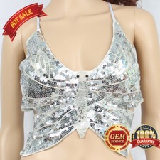Neues perlen schmetterling bauch tanz kostüm club show pailletten hängend bh top