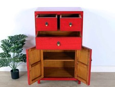 chinesische Kommode Sideboard 3 Schubladen 2 Türen rot #M-KOM-A21R