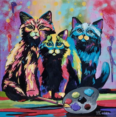 Abstrakt katze gemälde - ,