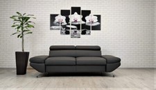 Dunkelgraues Echtleder 2er Sofa Couch 180 cm Ledersofa mit Kopfstützen Leder