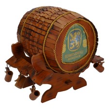 Löwenbräu Bier Dekofass Weissbier Echtholz handgemachtes Dekofaß auf Stellage