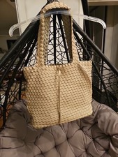 Tasche Shopper Schultertasche Beige washed Flechttasche  Damen  made in Italy