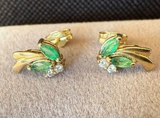 Echte Brillant Smaragd Ohrstecker Ohrhänger Ohrringe 585er 14Kt