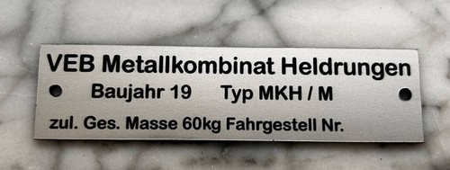 Mkh uni typenschild für ddr - uni,