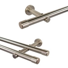 Gardinenstange 20 mm Edelstahl Design, Rohr aus echt Edelstahl, Vorhangstange