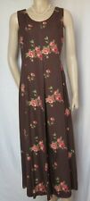 Laura Ashley Sommerkleid 40 Rosen Blumen braun rosa grün Viskose vintage Kleid