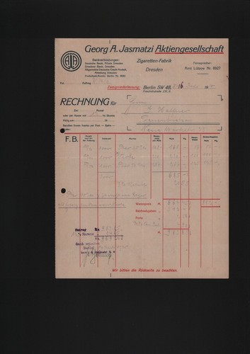 Berlin rechnung 1920 georg - berlin,, 1920,