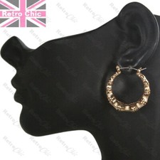 3 cm kleine/mittlere BAMBUS CREOLEN runde Creolen Creolen Hip Hop GOLD MODE UK