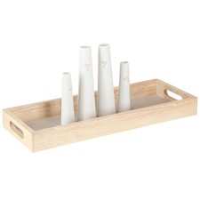 Deko Tablett Holz Minivasen Keramik Weiß Gold Set