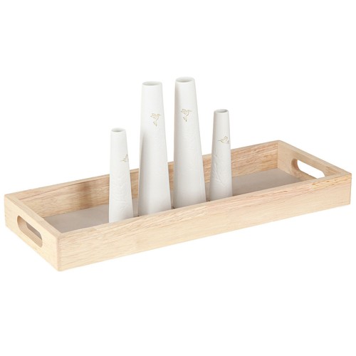 Deko tablett holz minivasen - tablett,