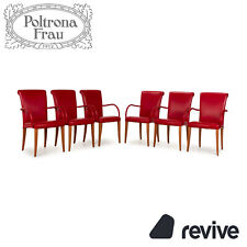 6er Garnitur Poltrona Frau Vittoria Leder Stuhl Rot inkl. Armlehnen Esszimmer