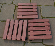 3x Pflanzenroller Holz 29x29cm Untersetzer mit Rollen 45 kg Blumenkübel Kasten