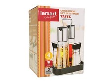 Lamart 4-Teiliges Menage-Set im Stänger (Salz, Pfeffer, Essig, Öl)
