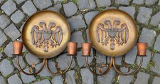 2 alte Messing Kupfer Wandlampen mit dem Wappen von Köln