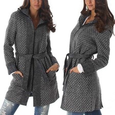 Damen Vlies Mantel Jacke Parka