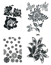 Schablone A4 Blüten Blumen, zum Auftragen von Farbe zb Textil Heike Schäfer