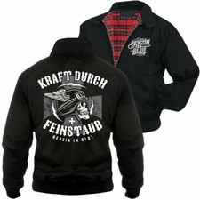 Herren Harrington Jacke Biker Totenkopf Kraft durch Feinstaub Motorrad chopper