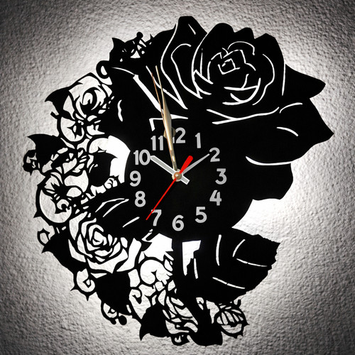 Vinyl wanduhr rose - vinyl, aus