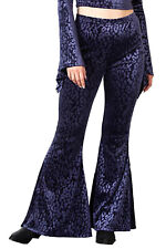 KILLSTAR Samt Schlaghose - Ferine Plum Leopard Gothic Grunge