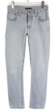 NUDIE Grim Tim Pale Lead Jeans Herren W31/L30 Organic Stretch Zip Fly Grau