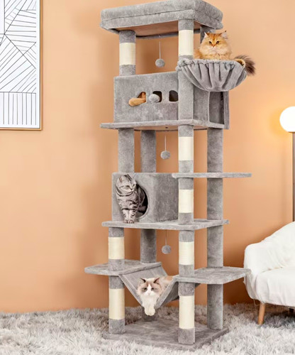 Kratzbaum 210 grau beige - kratzbaum,