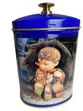 Blechdose M.I.Hummel Goebel Blau Mädchen mit Schirm Blech Dose Sammeldose Retro