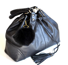 Emma Brown Handtasche Schultertasche Shopper Hobo Bag Beuteltasche Leder Black